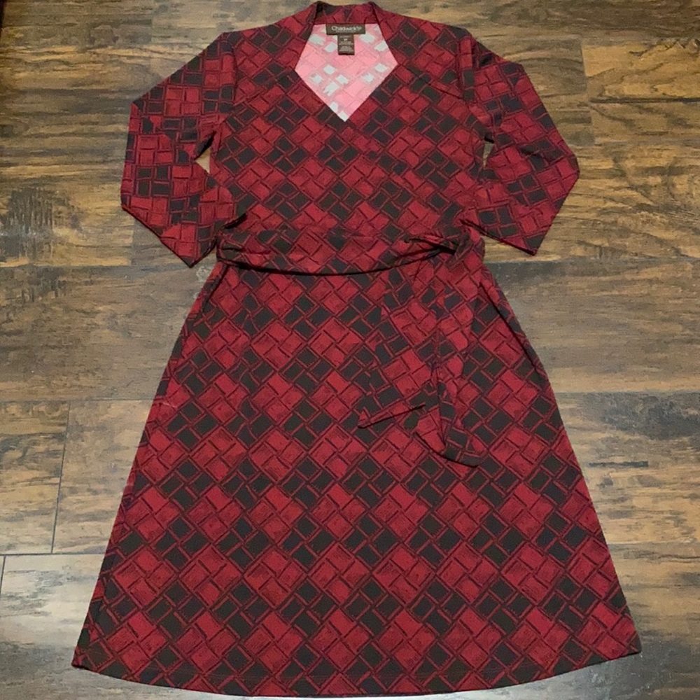 Chadwick’s faux wrap plaid dress 6P